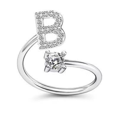 Women's Adjustable Zircon Letters Ring