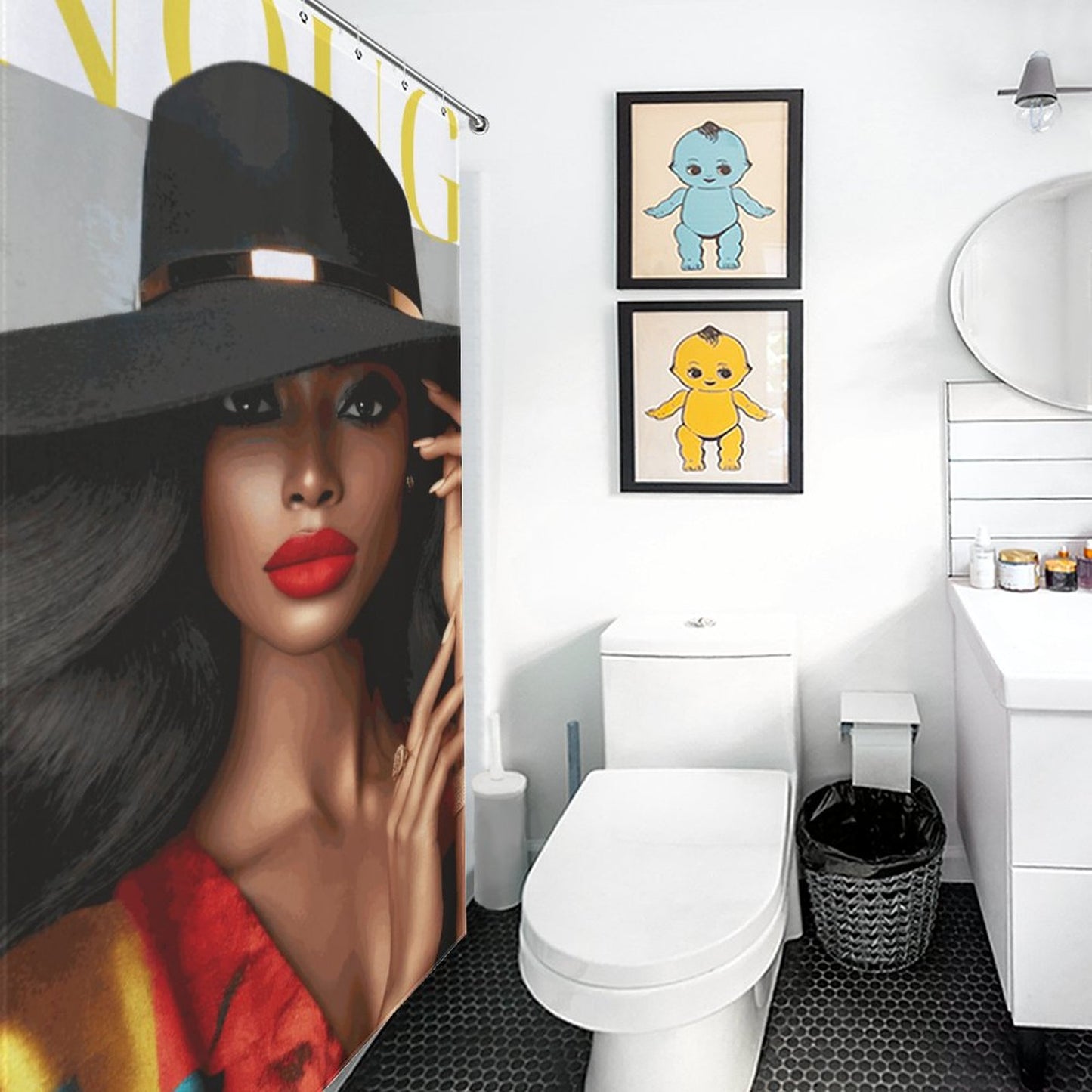 Bold & Beautiful Black Woman Shower Curtain – Luxury Afrocentric Glam Bathroom Decor