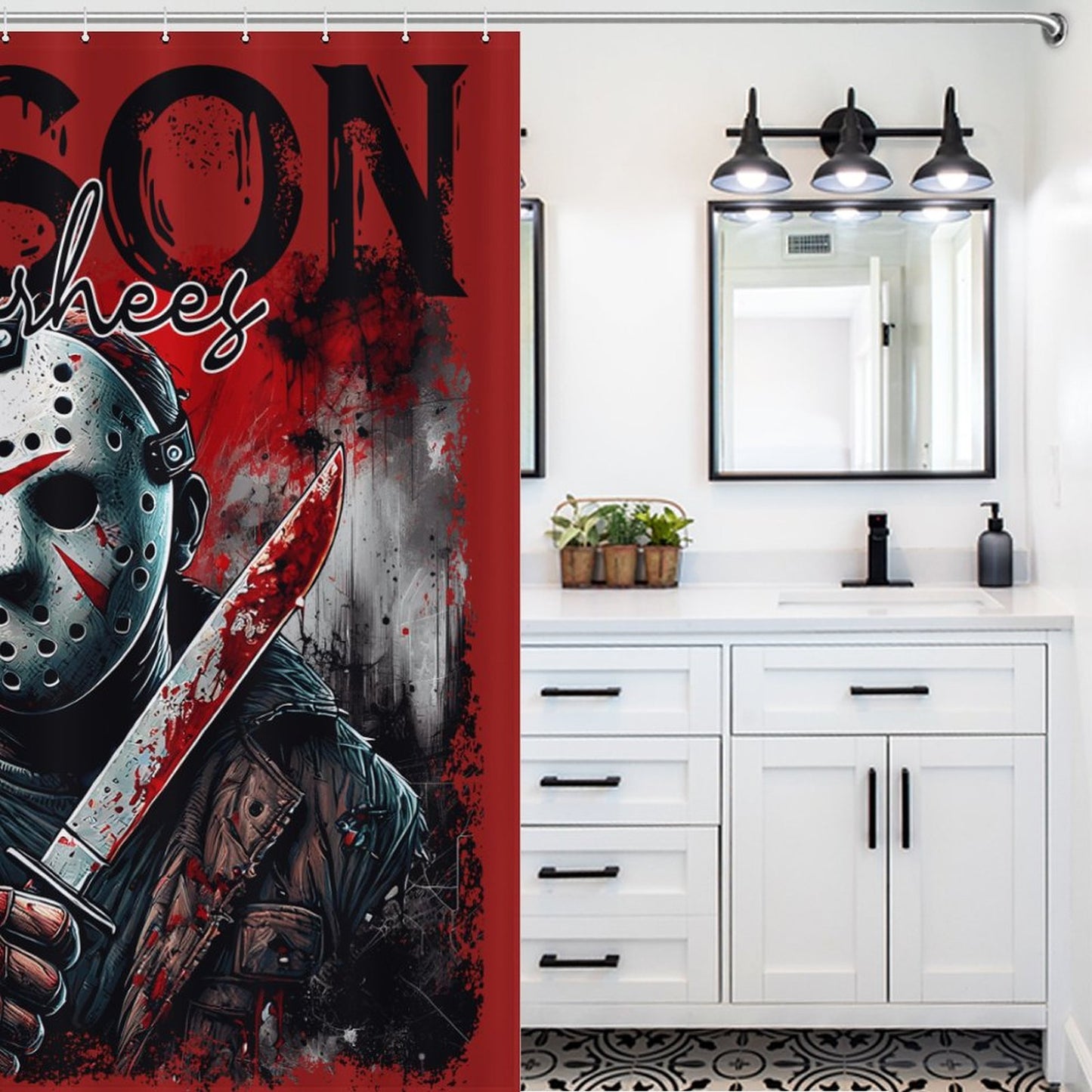 Jason Voorhees Horror Movie Shower Curtain