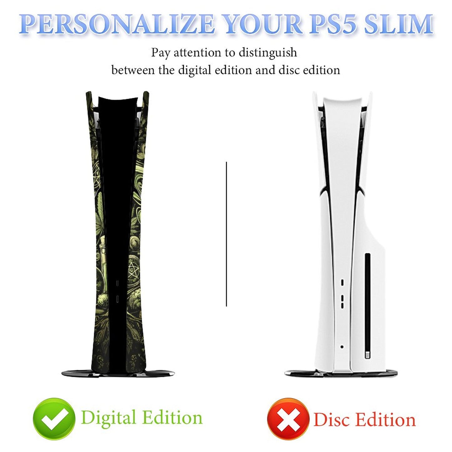 Skull Marijuana PS5 Console Sticker – 420 Weed Skull Vinyl Skin Decal for PlayStation 5 Disc Edition  (Digital Edition)