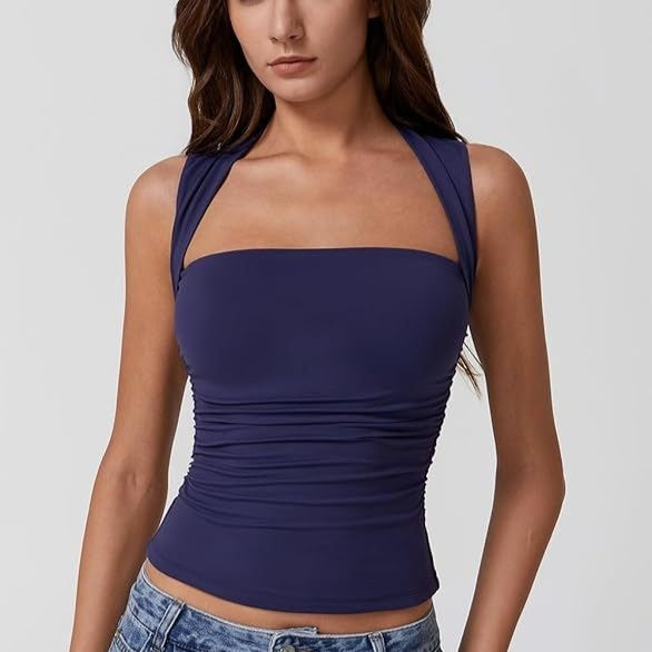 Summer Square-Neck Tank Vest – Women’s Slim Fit Solid Sleeveless Top | Chic Casual Summer Fashion Essential