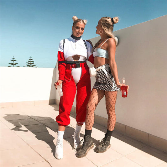 Women’s High Waist Harem Pants – Solid Color Casual Harlan Trousers | Loose Fit Streetwear Jogger Pants with Pockets