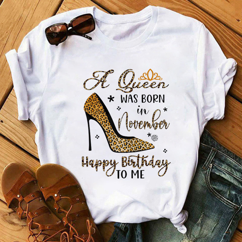 Women's High Heels Pattern Cute Loose Top T-shirt