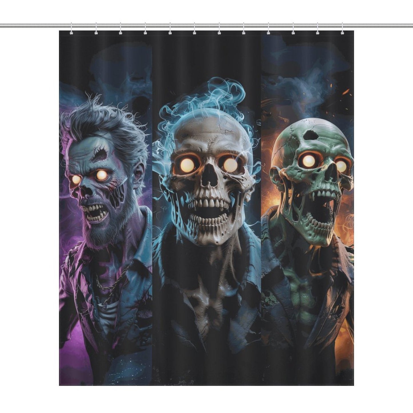 Scary Zombie Skull / Halloween Gothic Creepy Bath Curtain