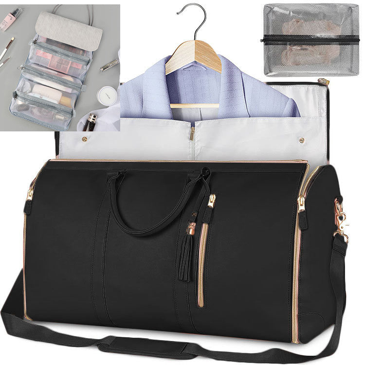 Large Leather Folding Suit Bag Travel Crossbody