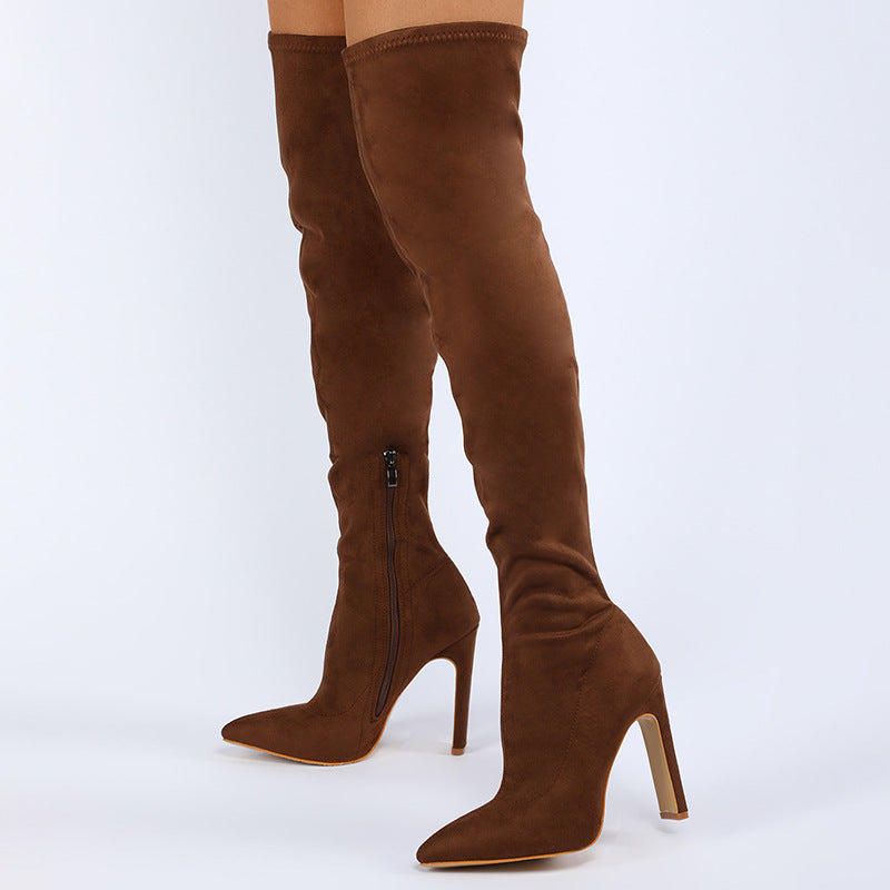 Women's Thick-heeled Inner Zipper Colored Boots