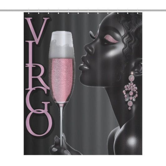 Pink & Black Melanin Virgo Shower Curtain  – Bold Astrology Home Decor