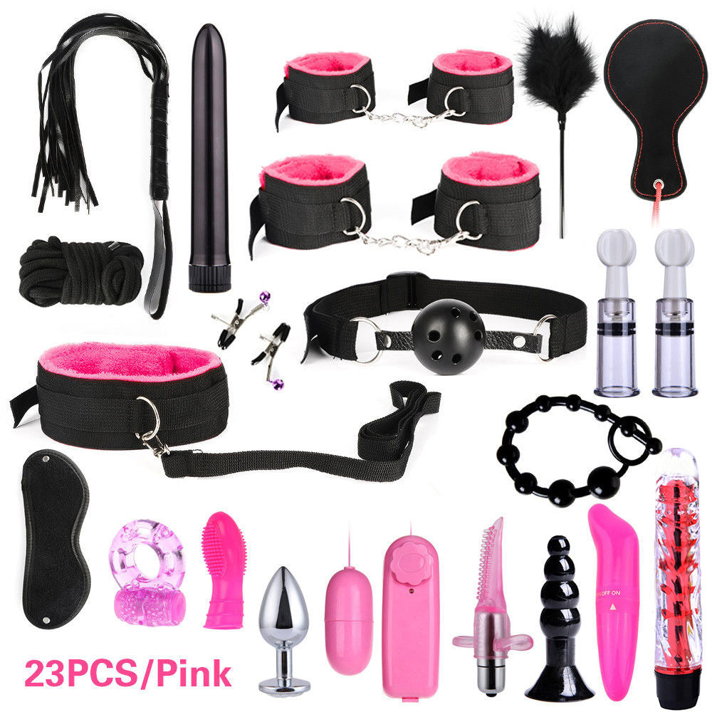 Luxury Match Set Bondage Accessories Kit – Adjustable Faux Leather Restraint Set | Couples Intimacy Props | Sensory Play Kit | Adult Bedroom Accessories