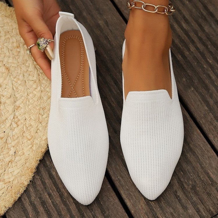 Effortless Style & Comfort - Women's Slip-on Low-cut Breathable Pointed Woven Flats