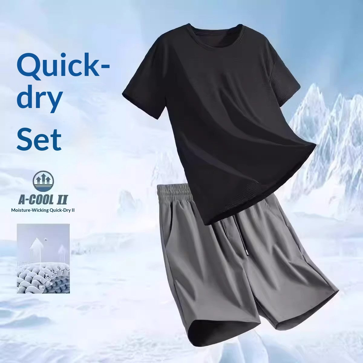 Breathable Men’s Two-Piece Sports Set | Short Sleeve Athletic Outfit with Matching Shorts | Lightweight Gym, Running & Streetwear Set for Summer