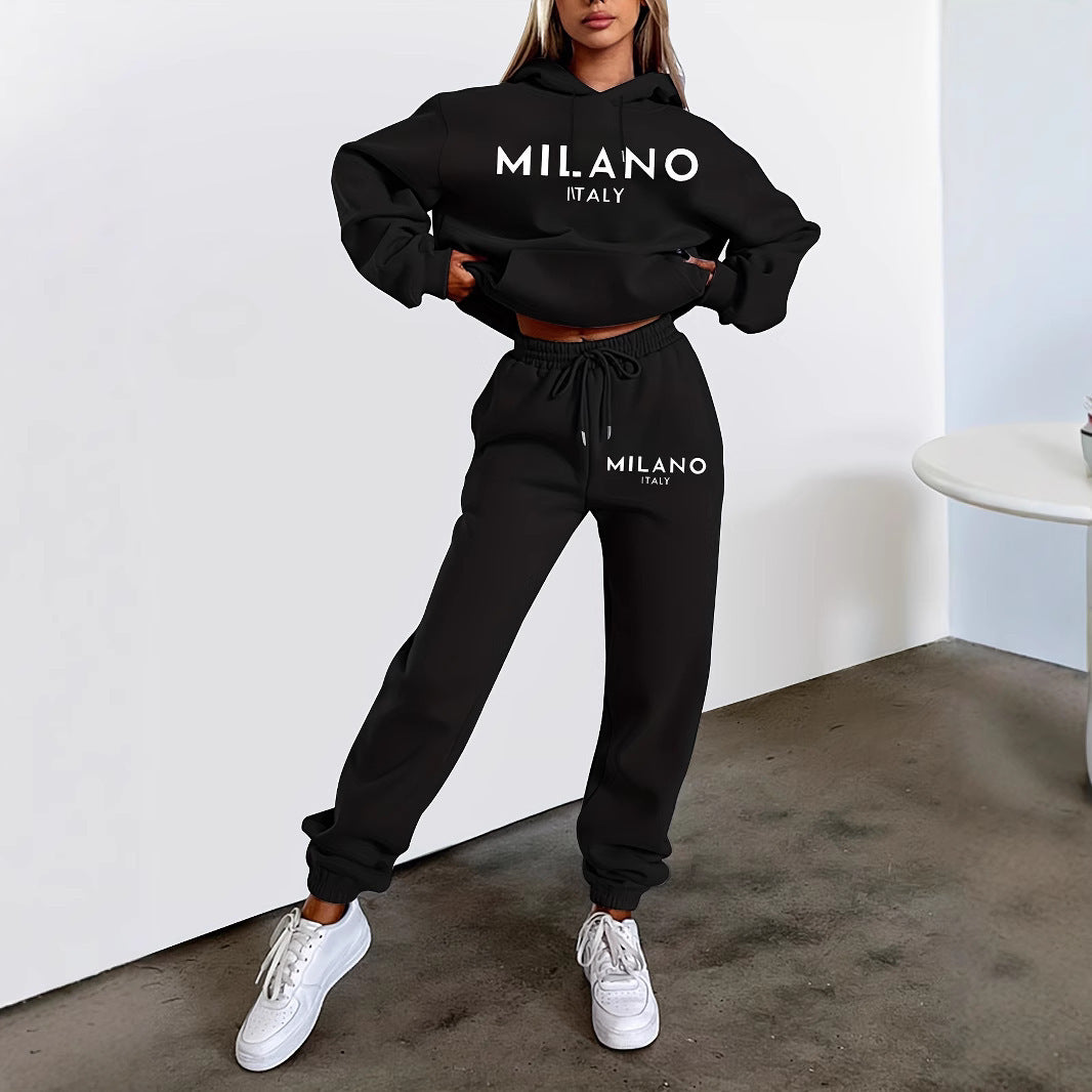 Trendy Women's Hoodie and Jogger Set – Streetwear Loungewear Two-Piece Outfit