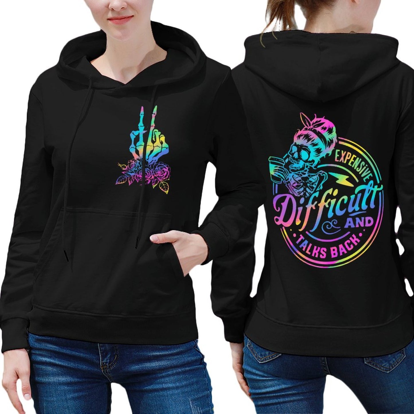 Holographic "Expensive, Difficult, and Talks Back" Hoodie for Women – Bold & Empowering Statement Apparel