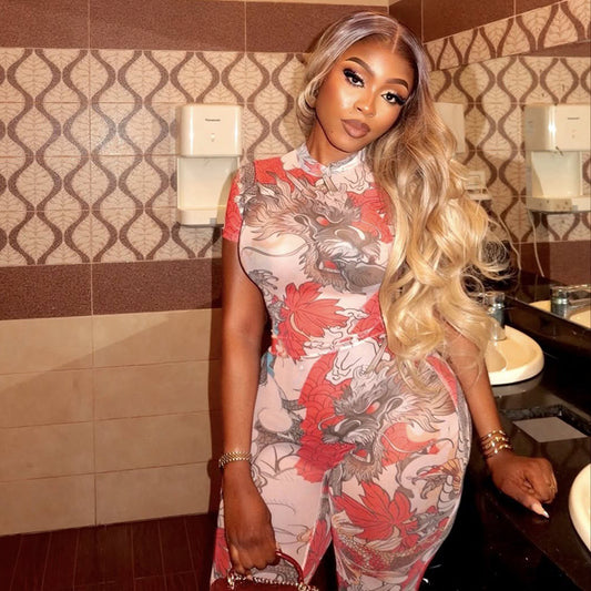 Women’s Bold Floral Print Jumpsuit – Stylish One-Piece Outfit, Flattering Fit, Chic Casual & Dressy Wear