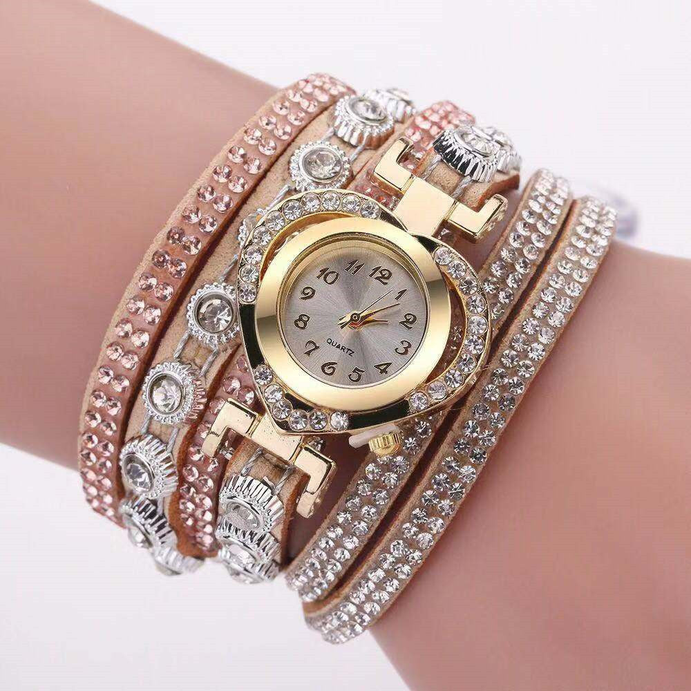 Personality Heart Diamond Dial Bracelet – Multi-Color Charm Watch for Women