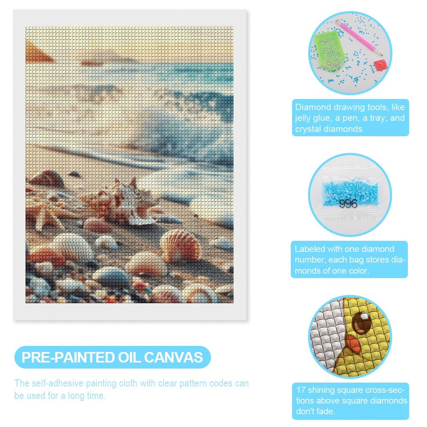 Beach Inspo Diamond Art Painting - Unframed Coastal Wall Décor for Relaxing Vibes