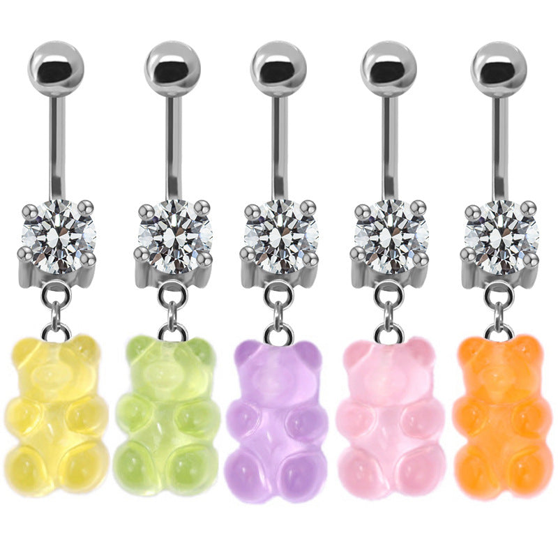 Bear Belly Animal Navel Ring Human Body Piercing Accessories
