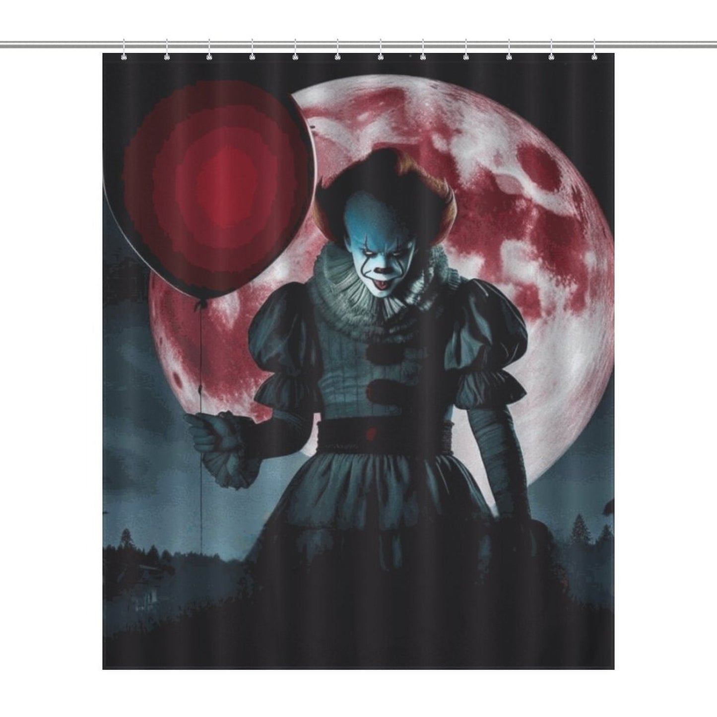Creepy Horror Bathroom Decor | Scary Clown Shower Curtain | Haunted House Halloween Bathroom