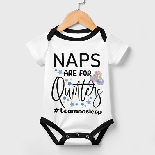 Funny Baby Onesie – “Naps Are For Quitters” Front & “Yeah, I Quit” Back | Team No Sleep Bodysuit | Baby Shower Gift | Newborn Humor Outfit