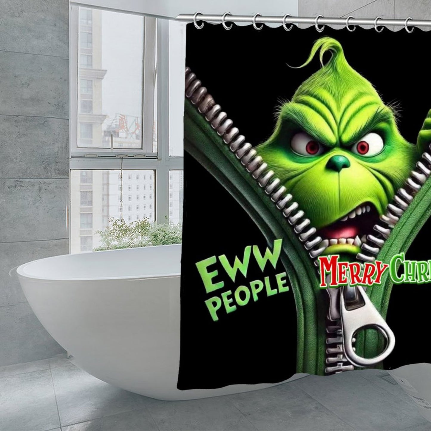 "Eww People Merry Christmas" Funny Holiday Shower Curtain