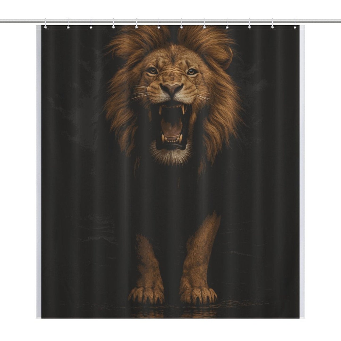 Majestic King Lion Shower Curtain | Bold Masculine African Lion Bathroom Decor | Powerful Animal Print for Men’s Bathroom | Gift for Him