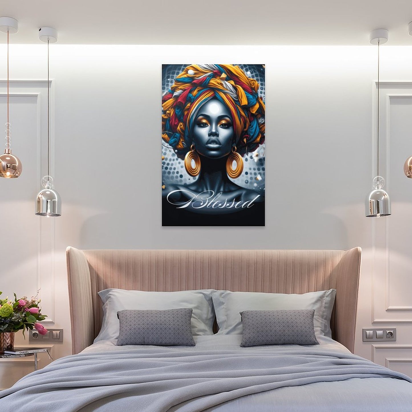 Melanin Women Artwork | Framed Wooden Poster Hanging 8x12 Inch | Afrocentric Home Decor