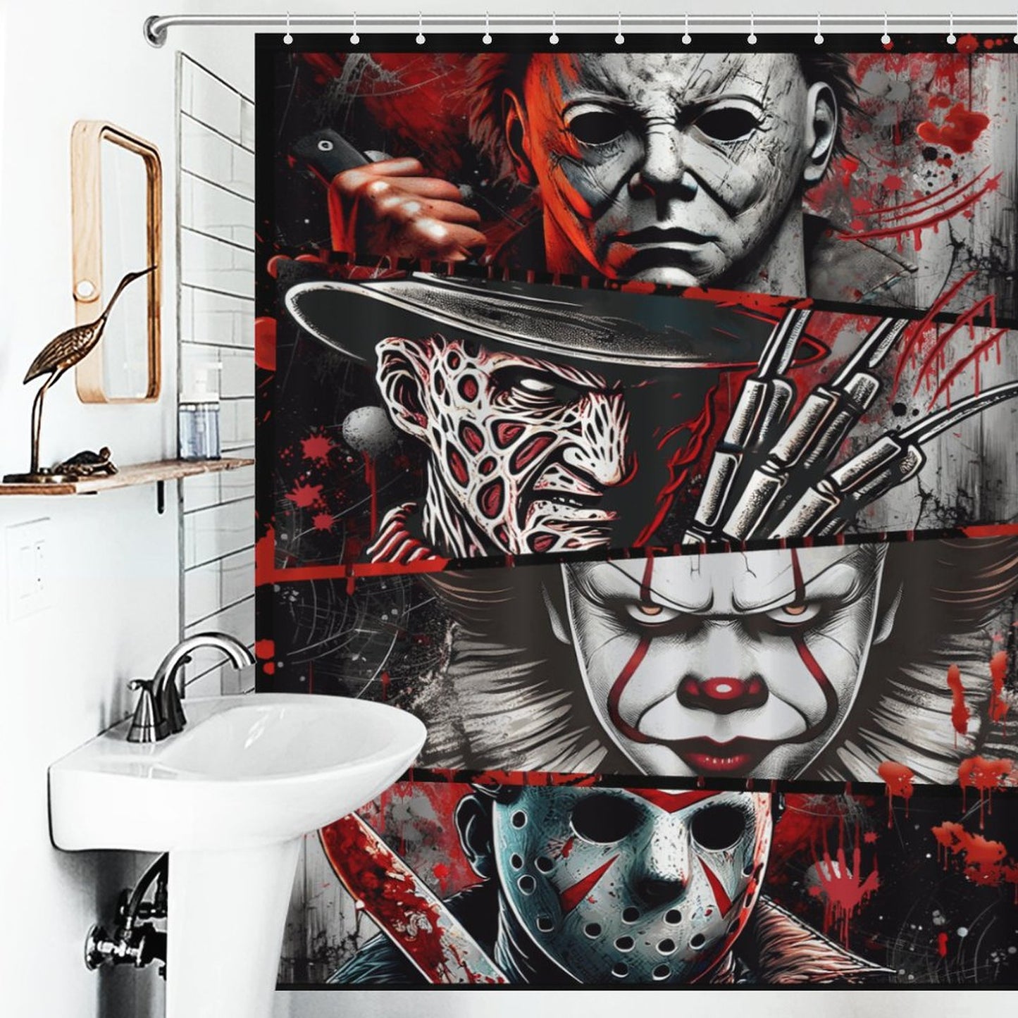 Horror Movie Characters Shower Curtain