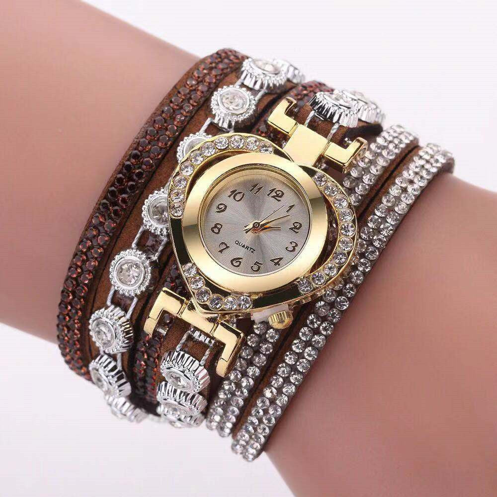 Personality Heart Diamond Dial Bracelet – Multi-Color Charm Watch for Women