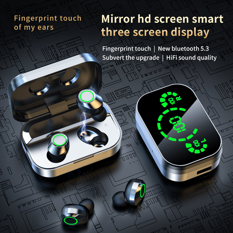 Wireless Bluetooth Headset with Large Screen Smart Digital Display