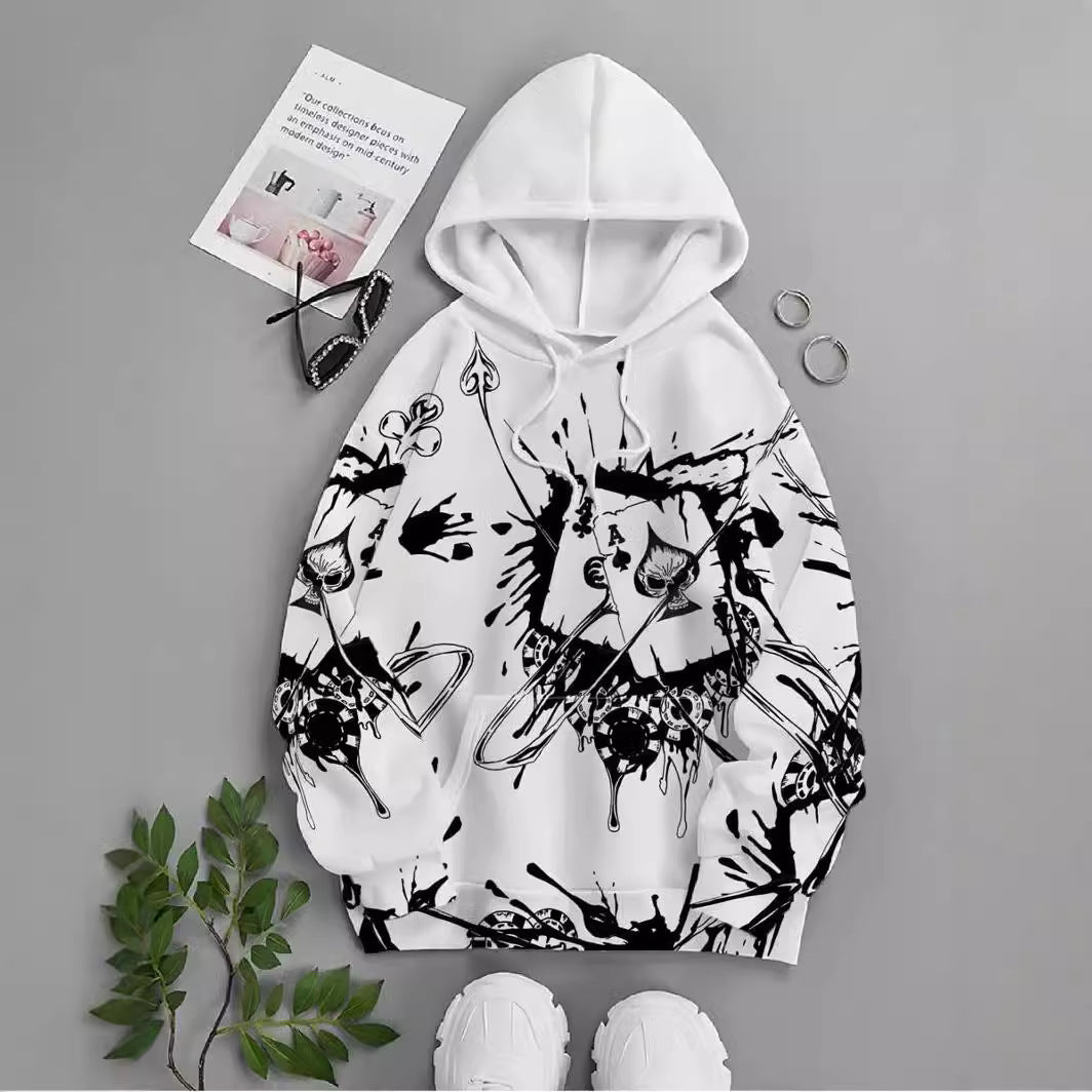 Gambler Ink Playing Cards 3D Hoodie – Street wear Pullover | Men & Women Graphic Hoodie