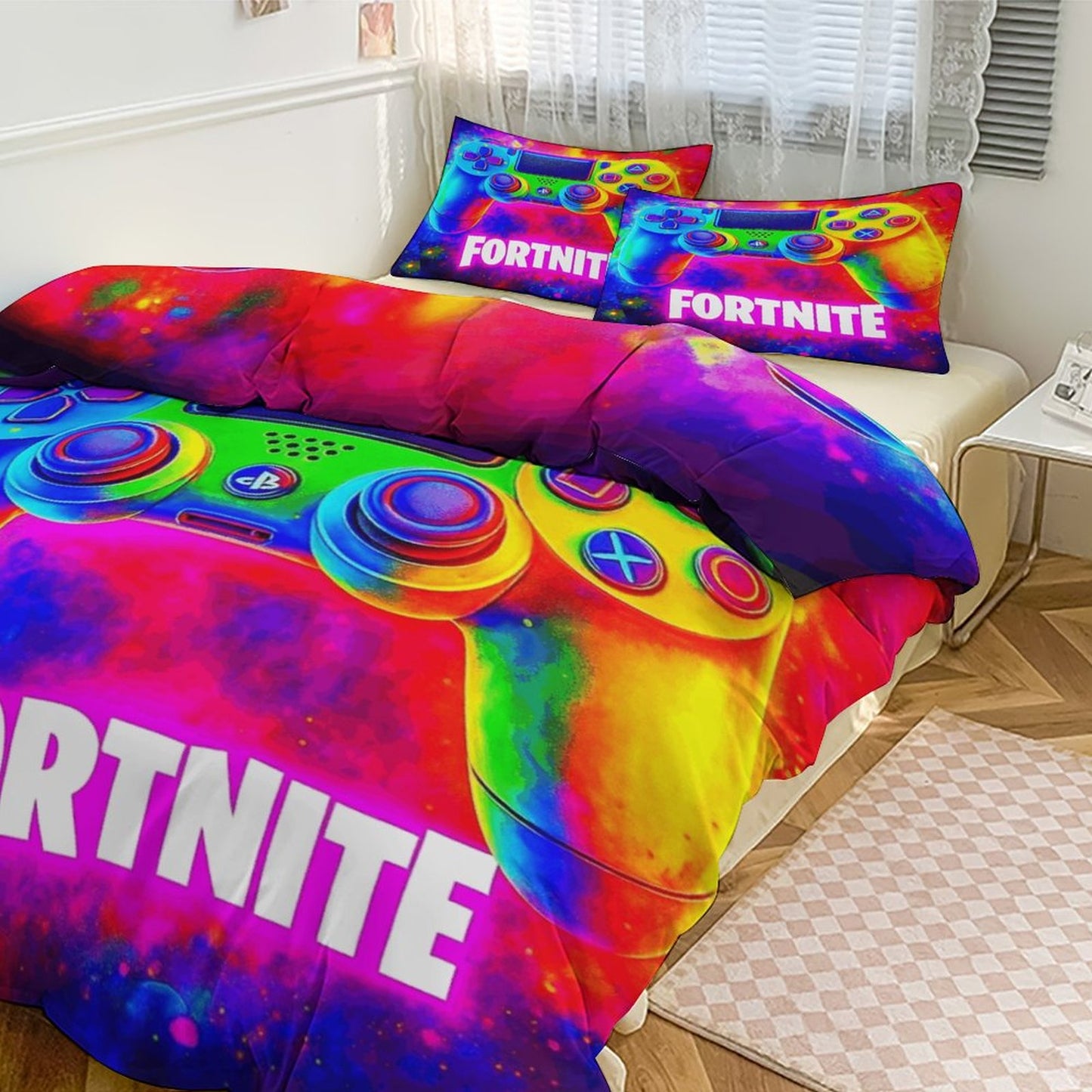 Fortnite 3-Piece Bedding Set 86"x70" | Gamer Comforter Set with Dual-Sided Printing | Teen Boys Bedroom Decor | Battle Royale Game Gift Idea