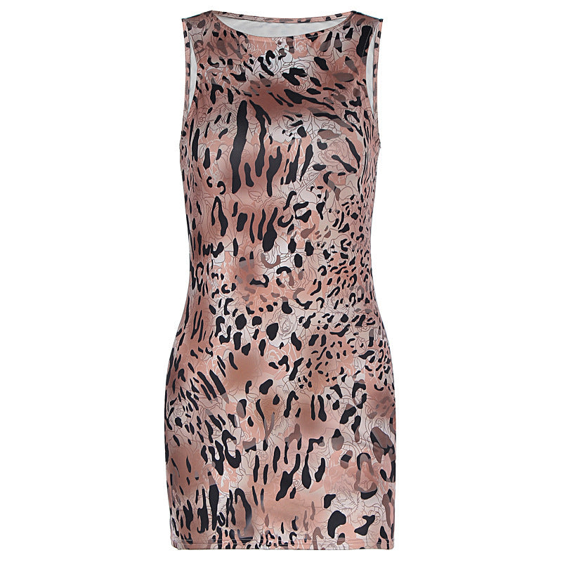 Fierce & Flawless: Sleeveless Leopard-Print Bodycon Mini Dress for Women