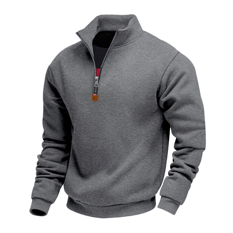 Men’s Stand Collar Half-Zip Sweatshirt – Long Sleeve Sport Casual Pullover | Lightweight Athletic Streetwear Top