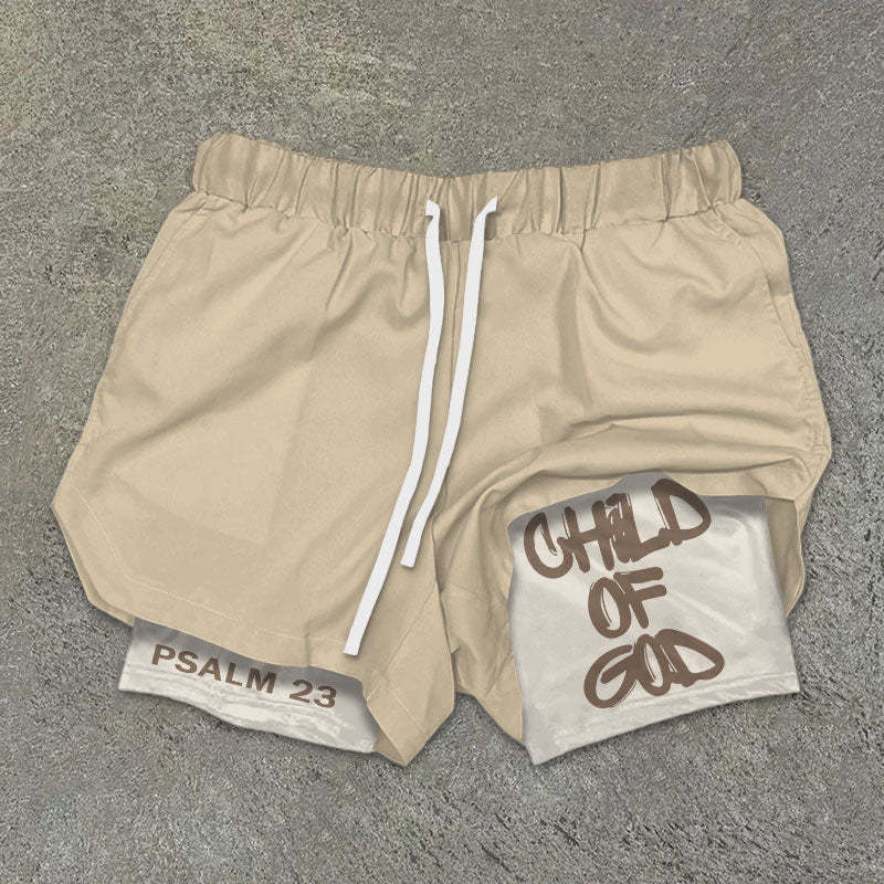 Child of God Double Layer Shorts | Faith-Based Activewear | Christian Lounge & Streetwear