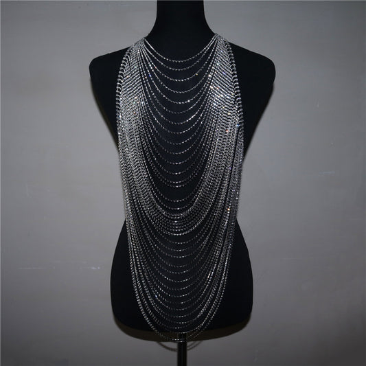 Fashion Chest Chain Jewelry Multilayer Rhinestone Body Necklace – Sexy Statement Crystal Chain for Dresses, Festival & Night Out