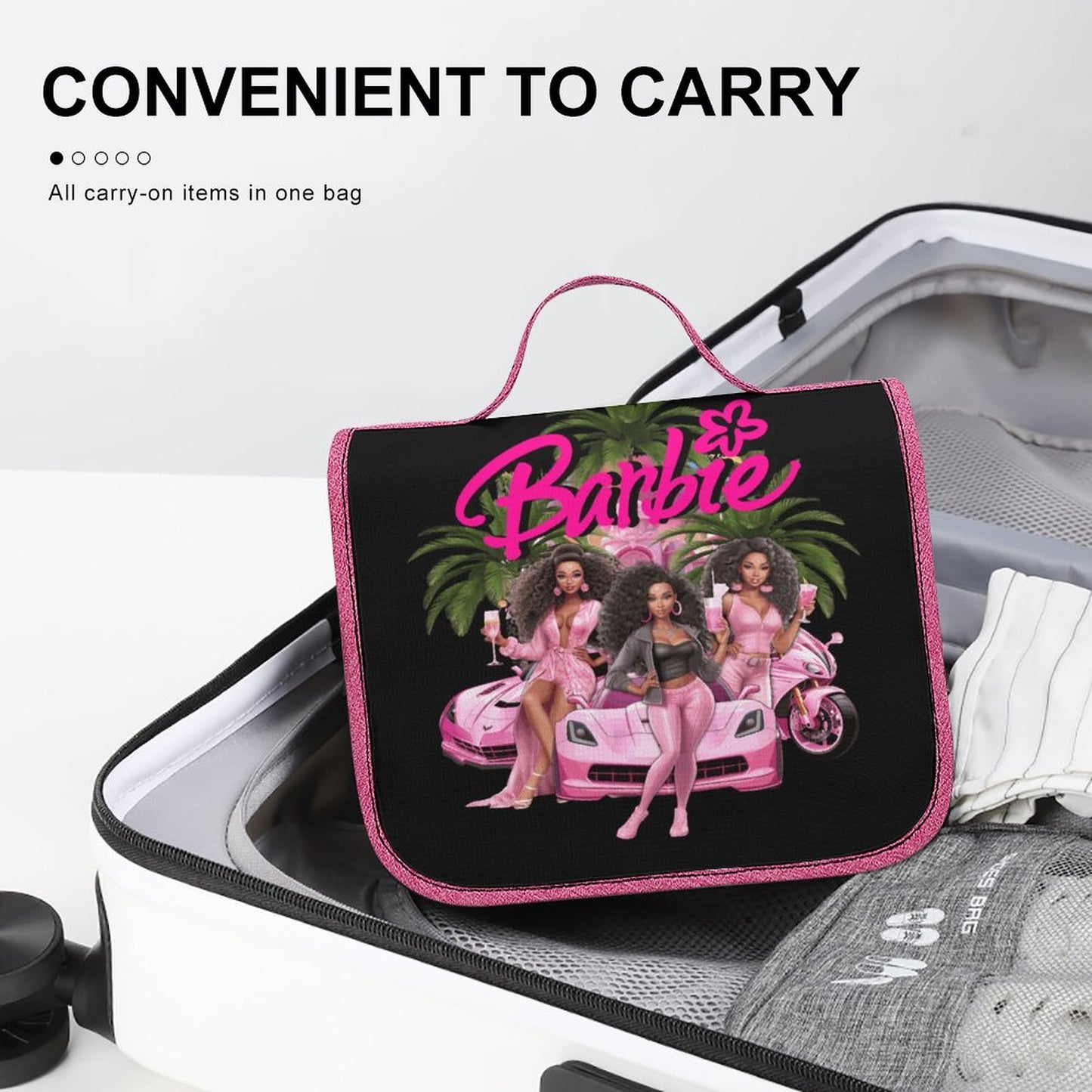 Melanin Barbie Travel Hanging Toiletry Bags / Women's Make-Up Bag