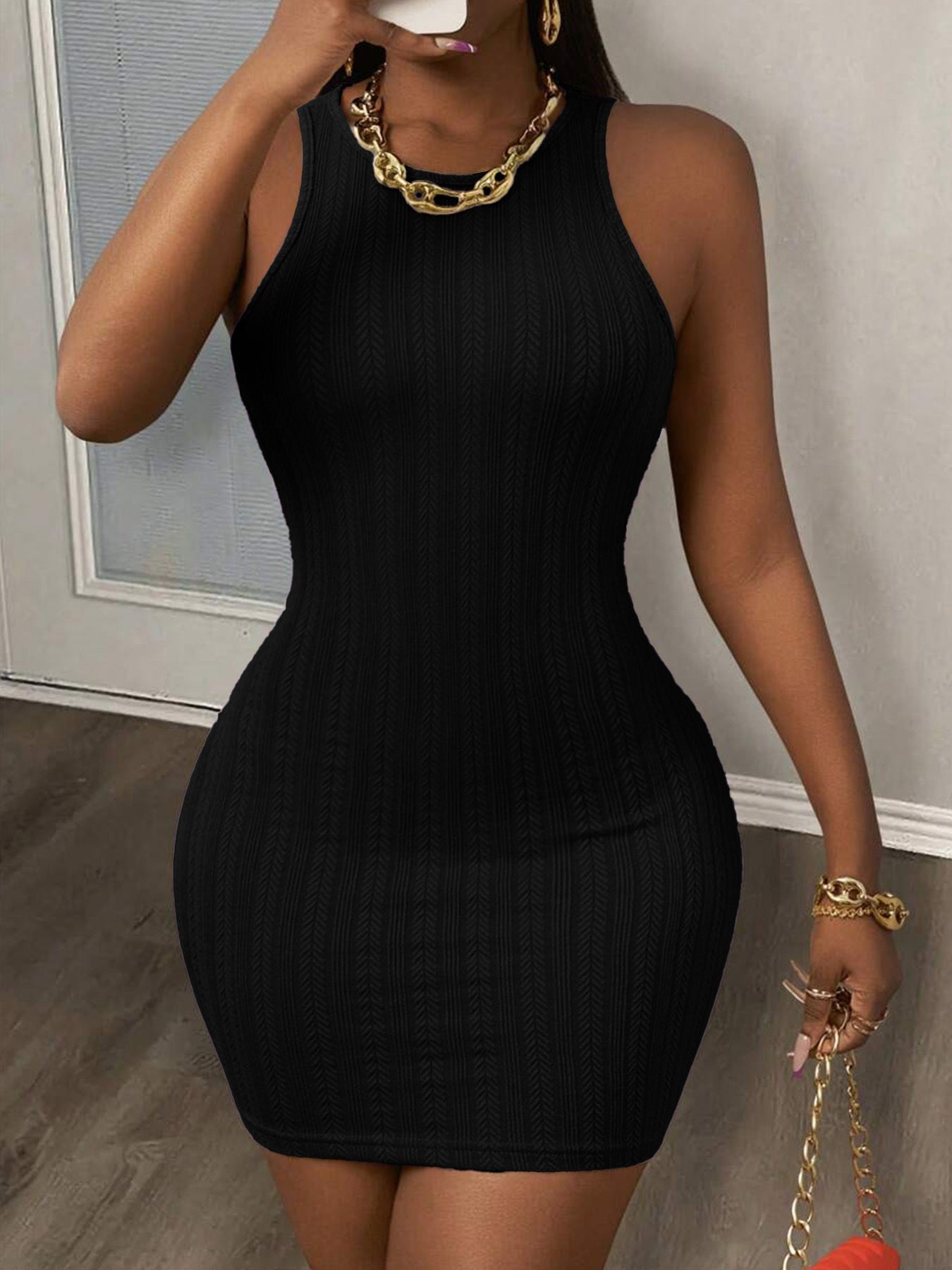 Women’s Solid Color Sexy Sleeveless Sheath Dress – Bodycon Slim Fit Club & Date Night Midi Dress