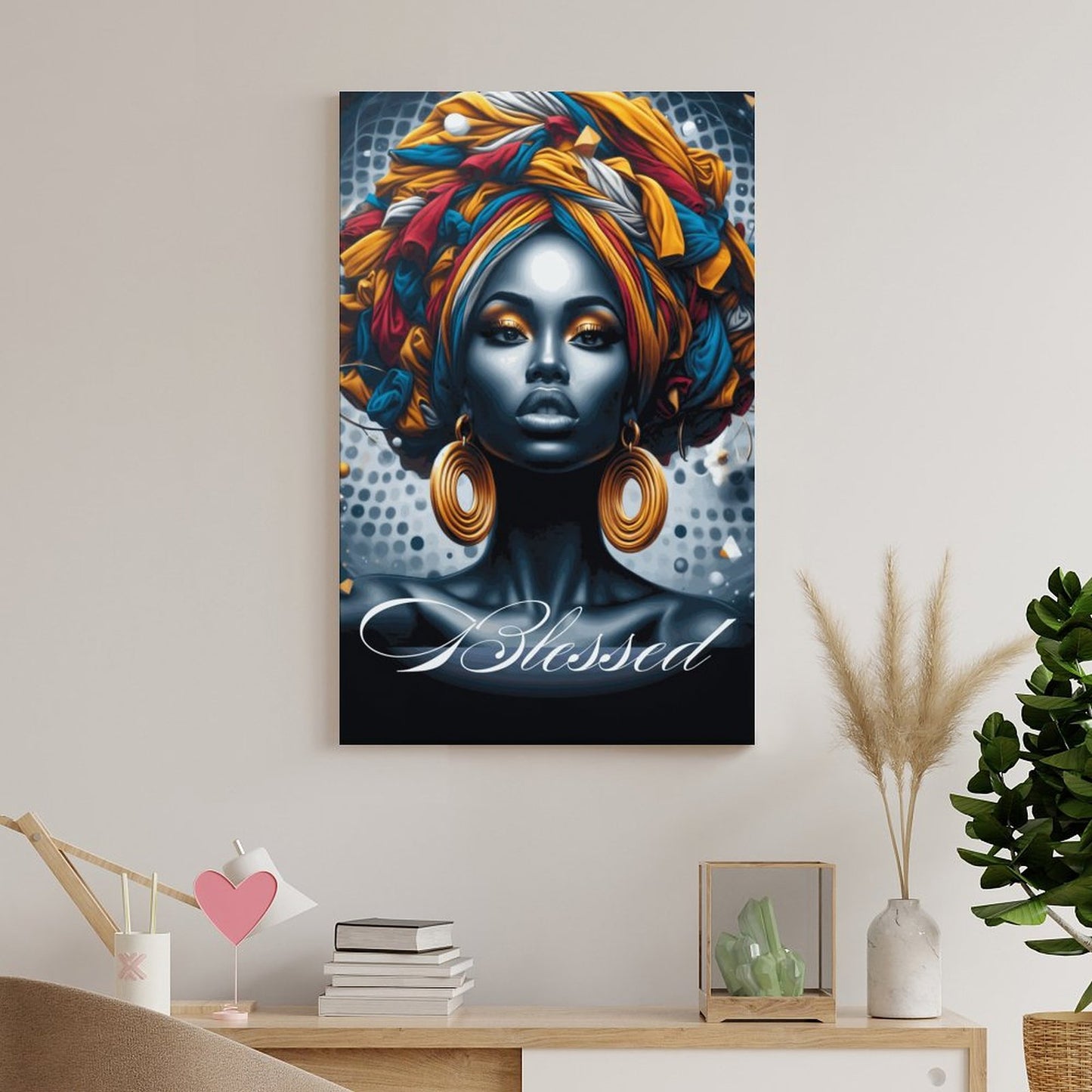 Melanin Women Artwork | Framed Wooden Poster Hanging 8x12 Inch | Afrocentric Home Decor