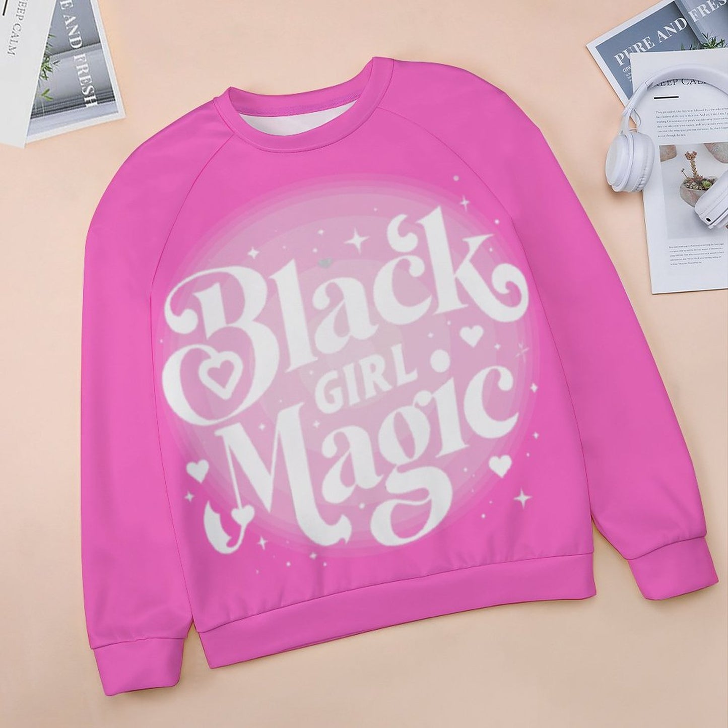 Women's "Black Girl Magic" Pink & White Sweatshirt – Bold Statement, Cozy Style, Empowerment in Fashion