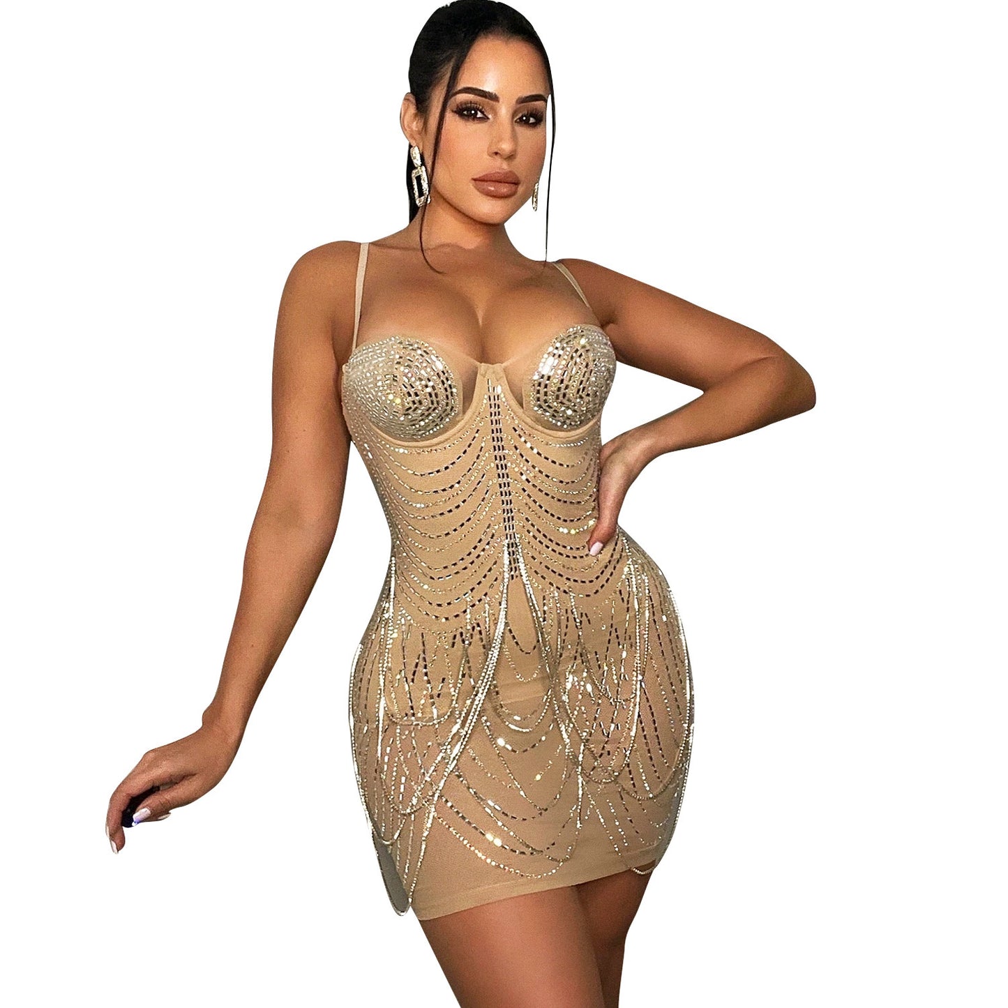 Women’s Personality Tassel Suspender Party Dress – Sexy Fringe Mini Dress for Club, Birthday & Night Out