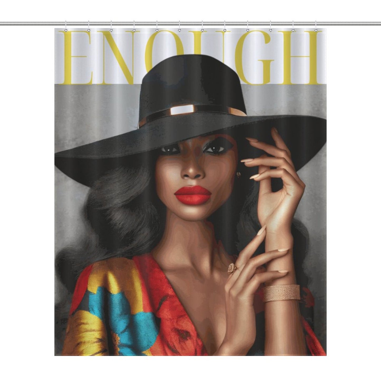 Bold & Beautiful Black Woman Shower Curtain – Luxury Afrocentric Glam Bathroom Decor
