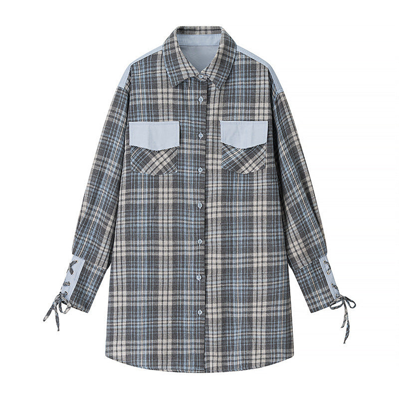 Women’s Loose Casual Plaid Shirt Dress Two-Piece Set | Chic Oversized Style for Effortless Fashion