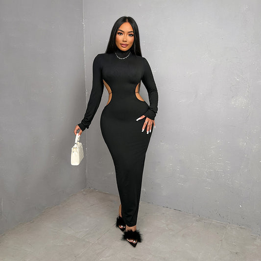 Women’s Slim-Fit Backless Butterfly Turtleneck Dress – Elegant Bodycon Party Look