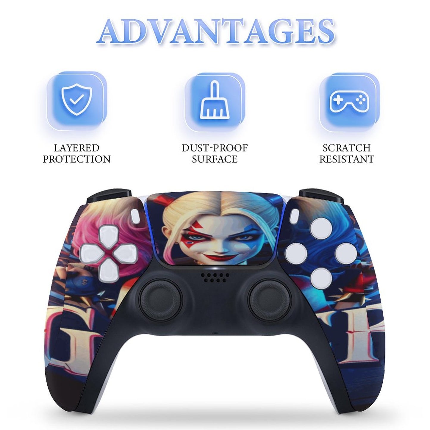 Harley Quinn Sticker for PS5 Slim Controller (Digital Edition) Pink and Blue