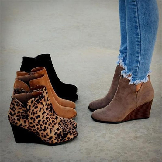 Wedge-Heeled Suede Short Boots for Women | Autumn Winter Martin Style Ankle Boots | Casual Chunky Sole Fall Fashion Boots