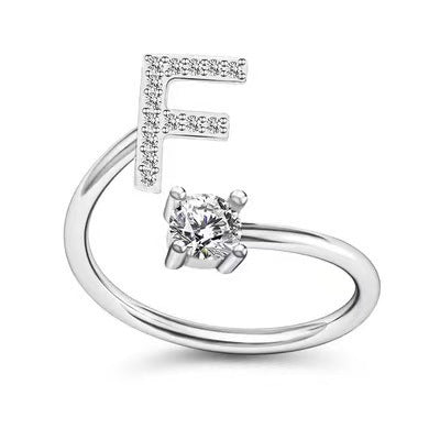 Women's Adjustable Zircon Letters Ring