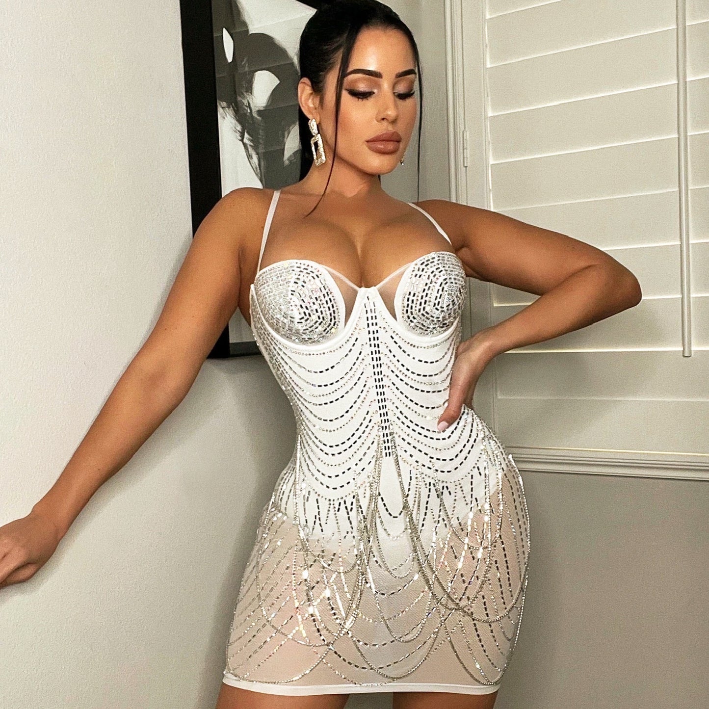 Women’s Personality Tassel Suspender Party Dress – Sexy Fringe Mini Dress for Club, Birthday & Night Out