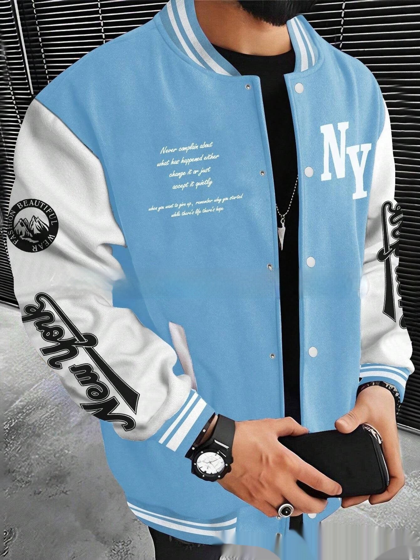 Men’s Baseball Varsity Jacket – Retro Letterman Coat Cardigan Streetwear Style