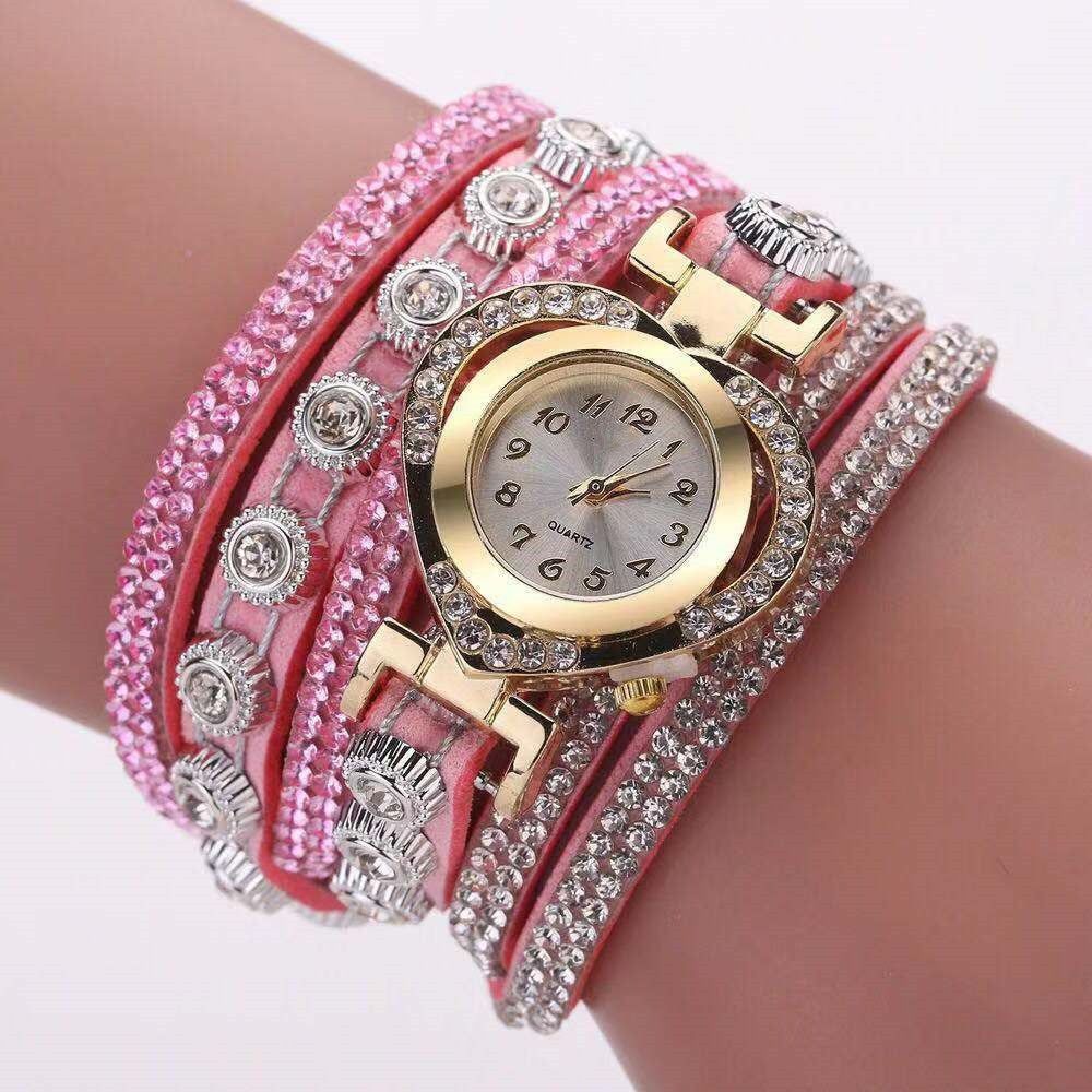 Personality Heart Diamond Dial Bracelet – Multi-Color Charm Watch for Women