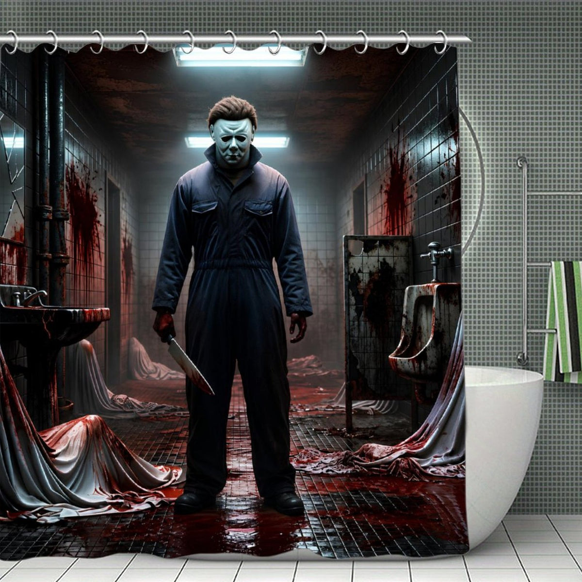 Michael Myers Shower Curtain, Halloween Horror Bathroom Decor, Slasher Movie Shower Curtain, Gothic Bathroom Decor, Horror Fan Gift