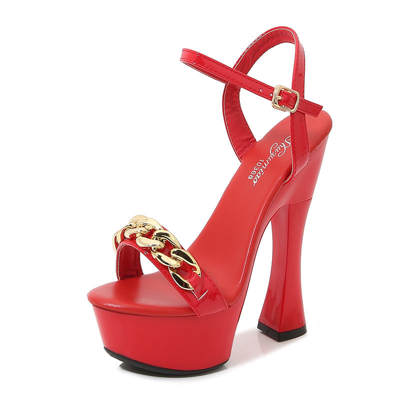 14cm Chunky Heel Waterproof Platform High Heels – Sexy Ankle Strap Summer Shoes for Women | Club, Party & Night Out Heels